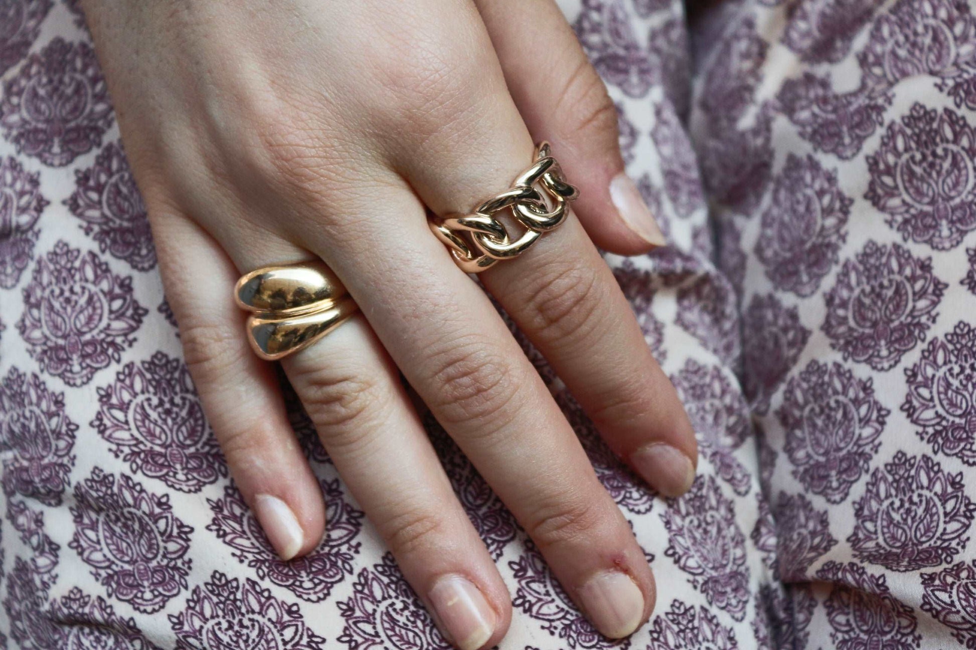 Auriane - Bague maillons en Plaqué Or - Yasmeen Jewelry