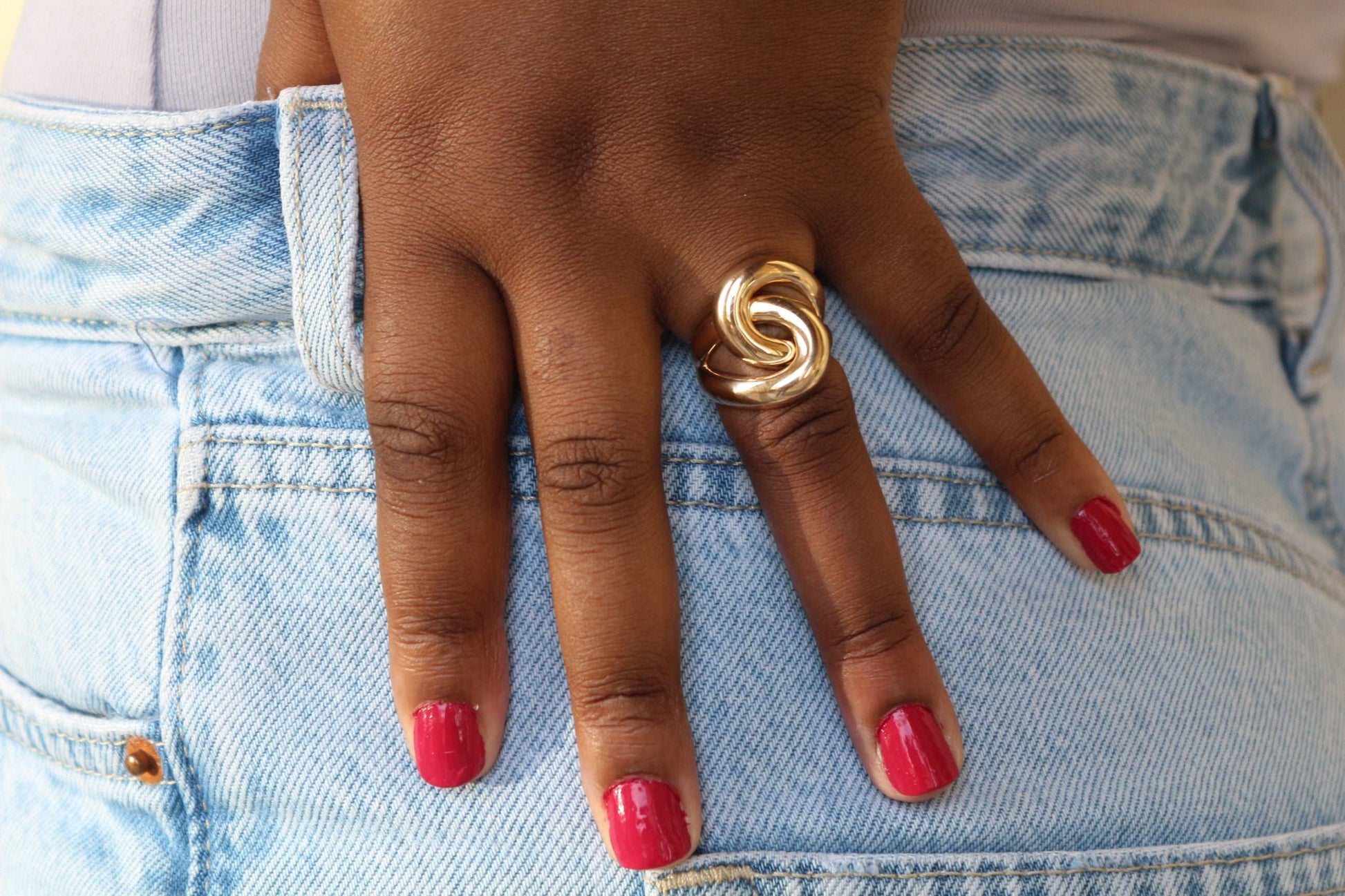 Line - Bague entrelacée en Plaqué Or - Yasmeen Jewelry