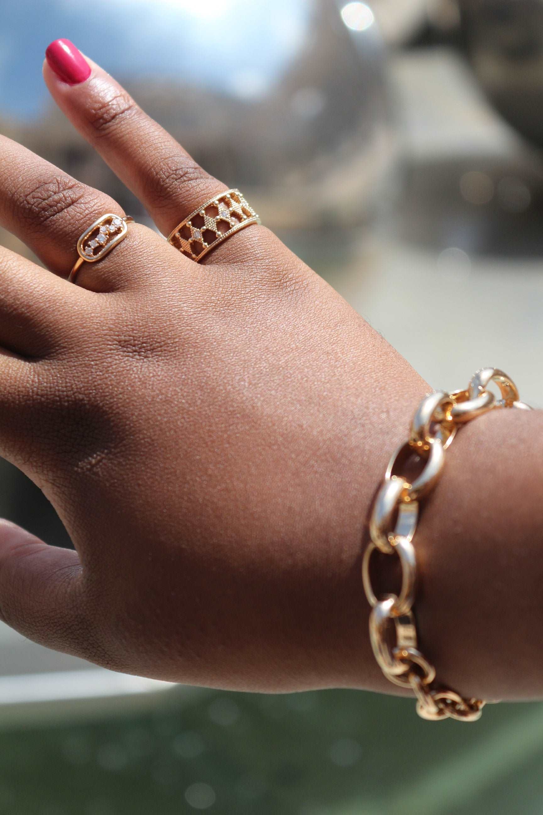 Dolce - Bague large en Plaqué Or - Yasmeen Jewelry