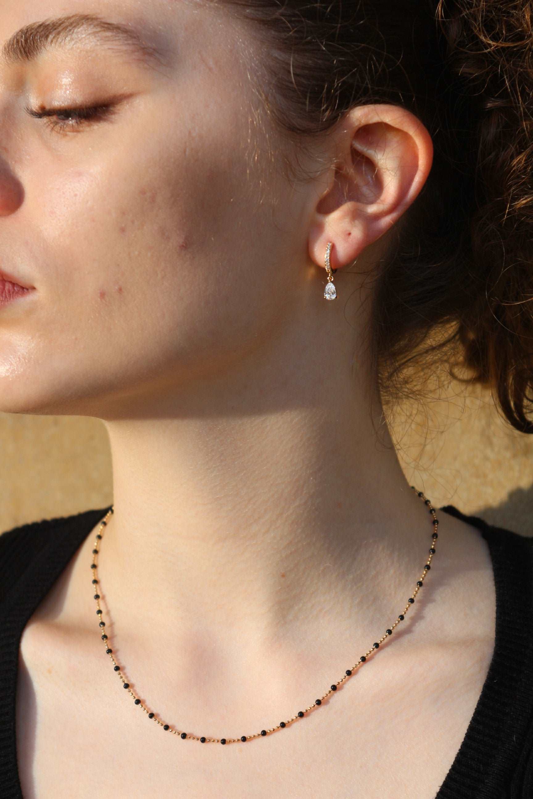 Miyuki - Chaîne perles noires en Plaqué Or - Yasmeen Jewelry