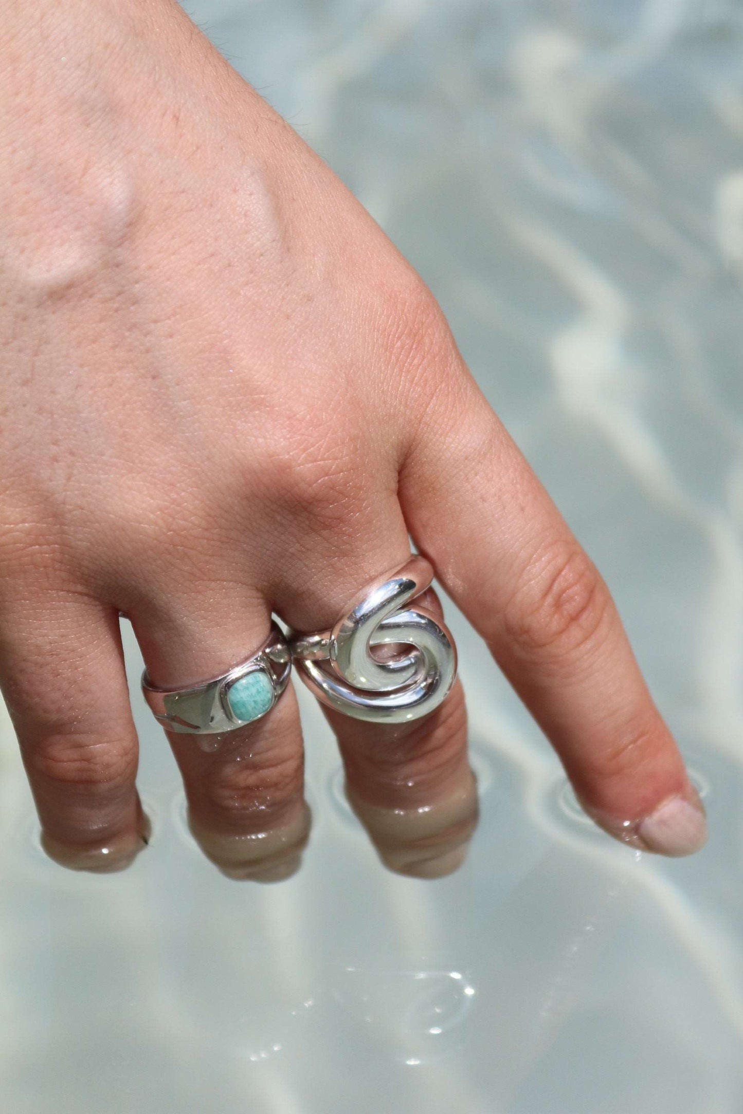 Tiamat - Bague en Argent et Amazonite - Yasmeen Jewelry
