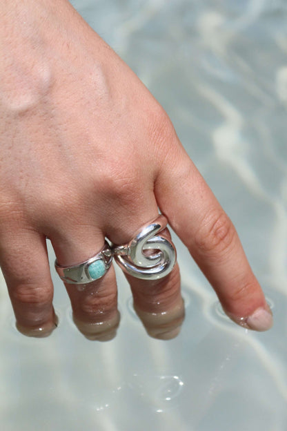 Tiamat - Bague en Argent et Amazonite - Yasmeen Jewelry